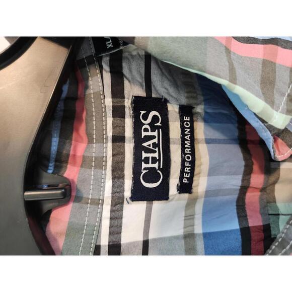 Chaps Performance Short Sleeve Plaid Shirt - XL - Picture 4 of 5